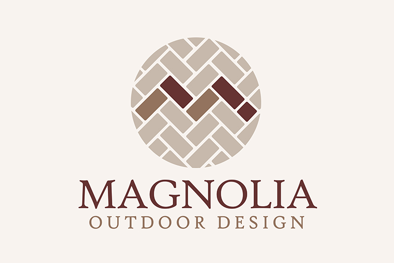 logo design for magnolia outdoor M made of brickwork in a circle