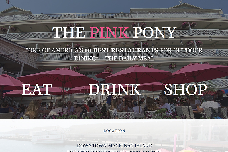 new website design for Pink Pony Bar & Grill on Mackinac Island