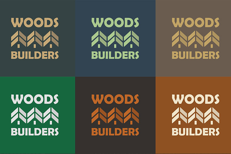 new logo for Woods Builders showing the w in shape of trees or woods