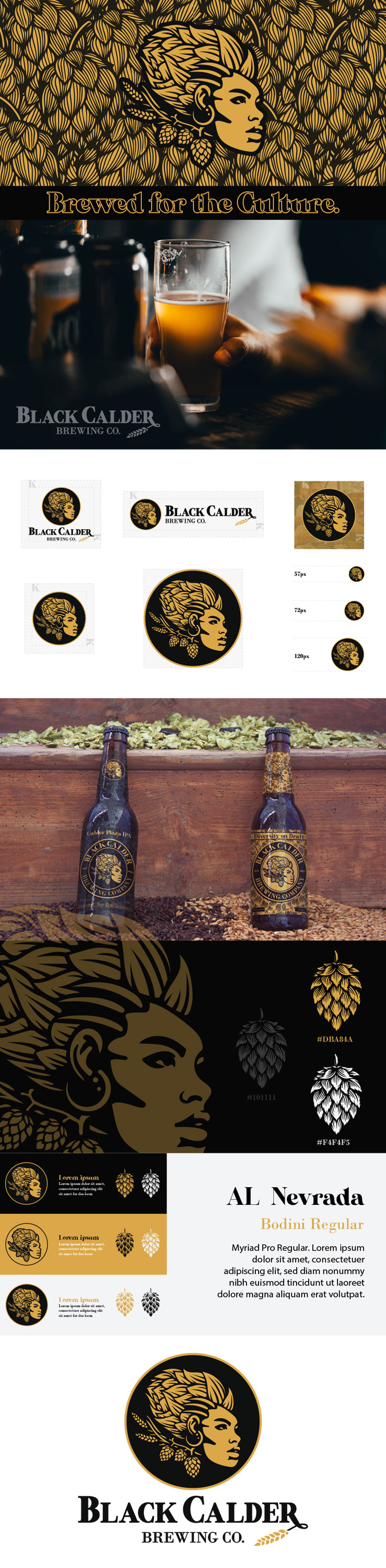 logo design and brand presentation for black calder brewery in grand rapids