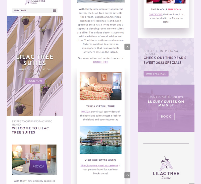 responsive web design for lilac tree suites