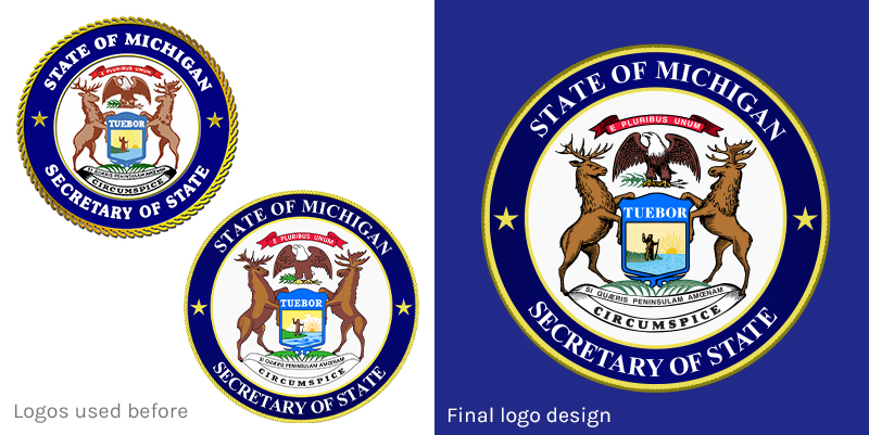 Michigan department of state logos before and after redesign