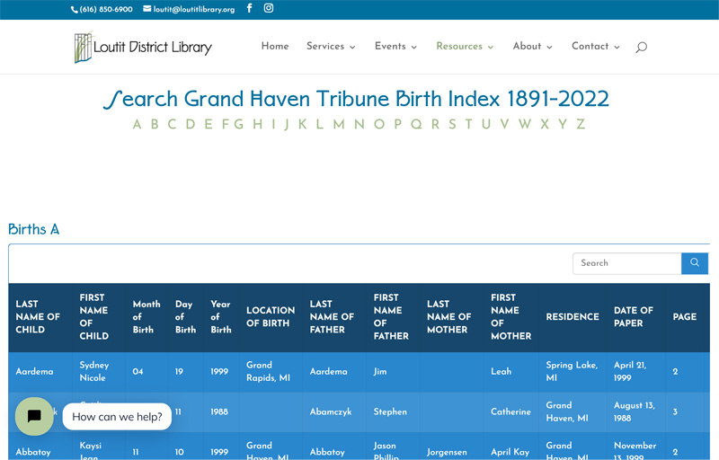 genealogy database web page build