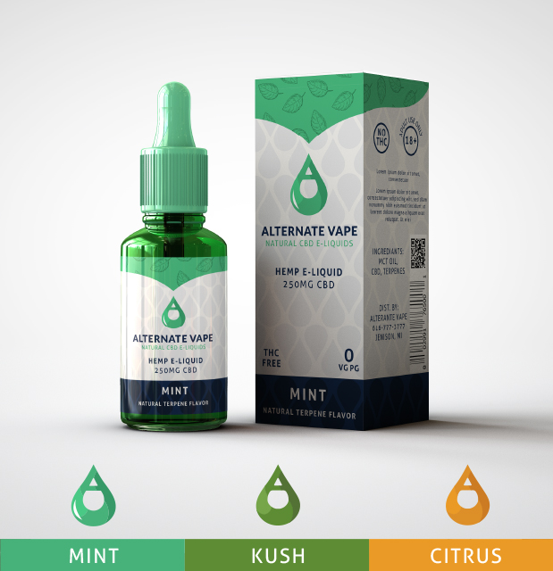 packaging design with logo for hemp e-liquid company